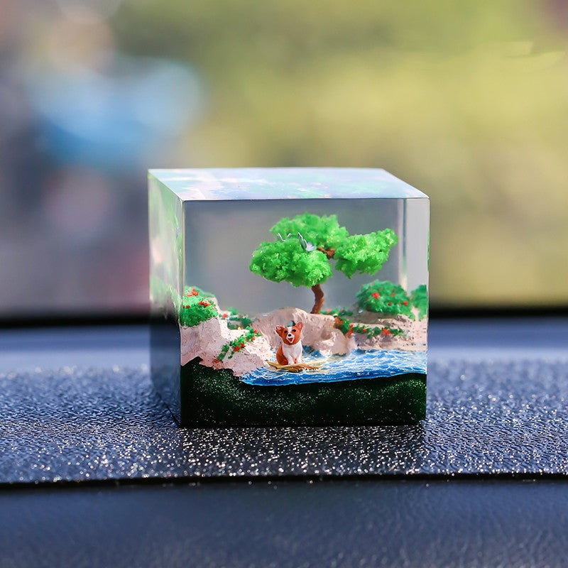Handmade Resin Dog Decor with Flowers and Butterflies - Festive Home Ornament