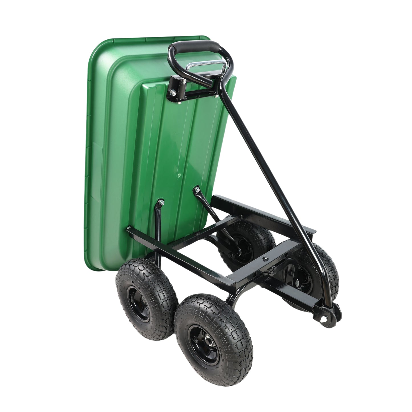 Folding Garden Dump Cart with Steel Frame 10 Inches Green Capacity 220lbs