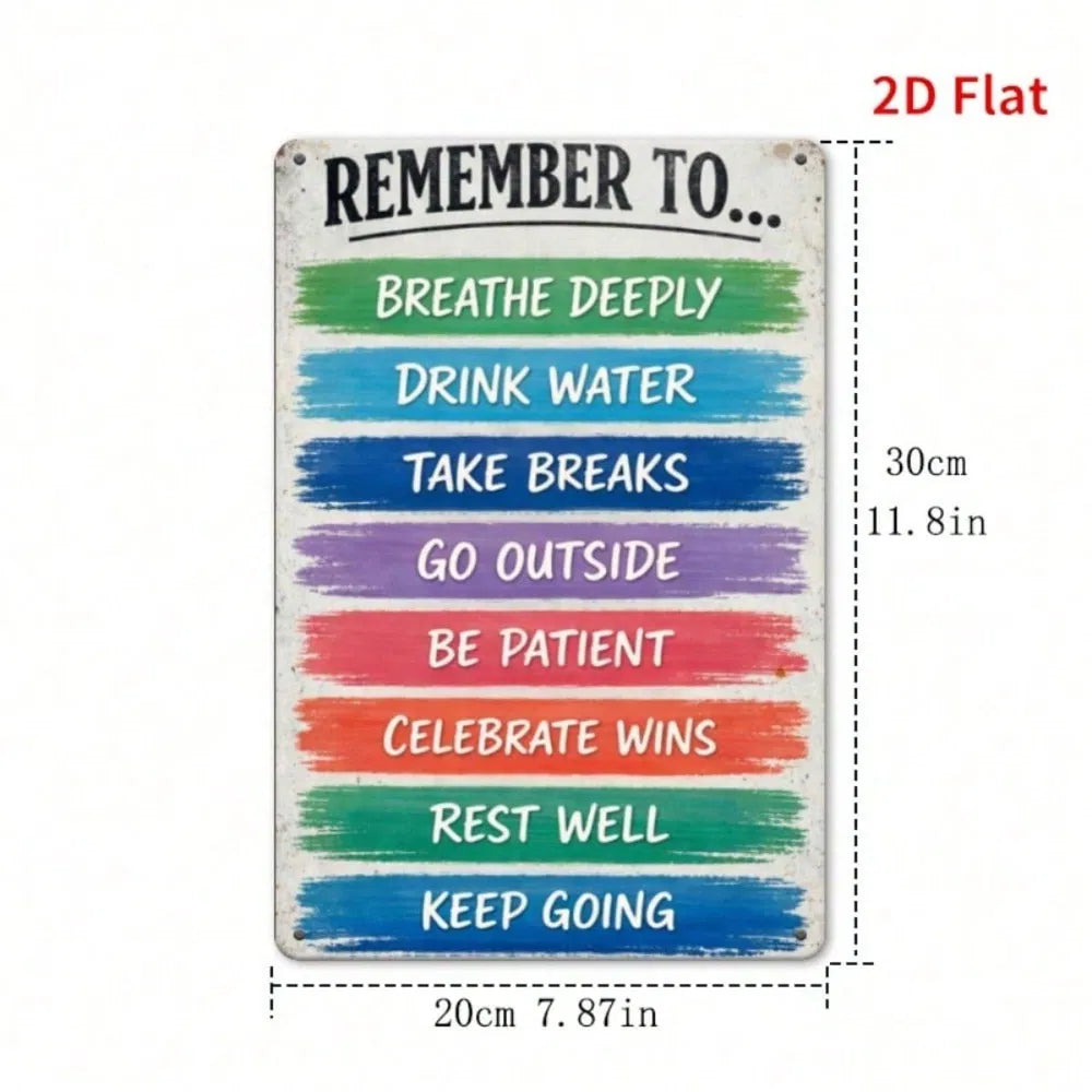 Vintage Mindfulness Metal Sign - Relax & Forget Your Worries