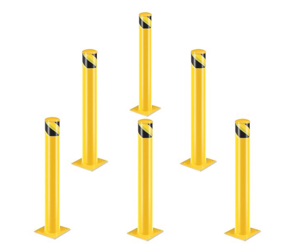 Steel Safety Bollard Post - Yellow Powder Coated Parking Barrier for High Traffic Areas
