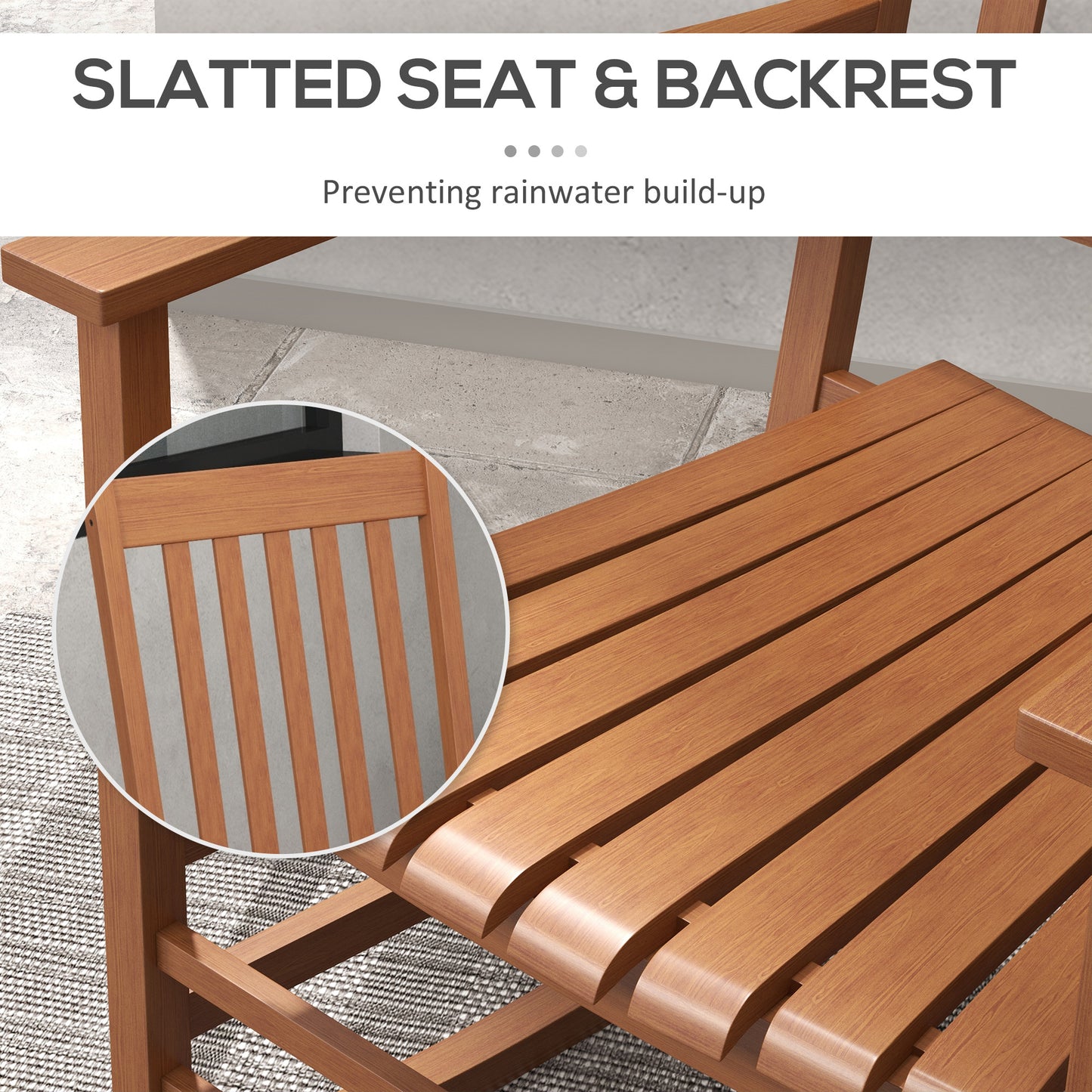 Wooden Rocking Chair Set with Side Table - Teak Finish