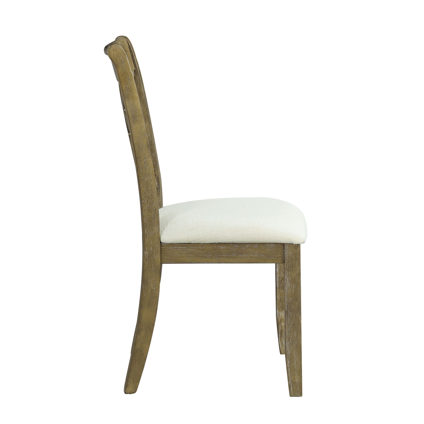 Karsen Beige Linen & Rustic Oak Finish Side Chairs - Set of 2