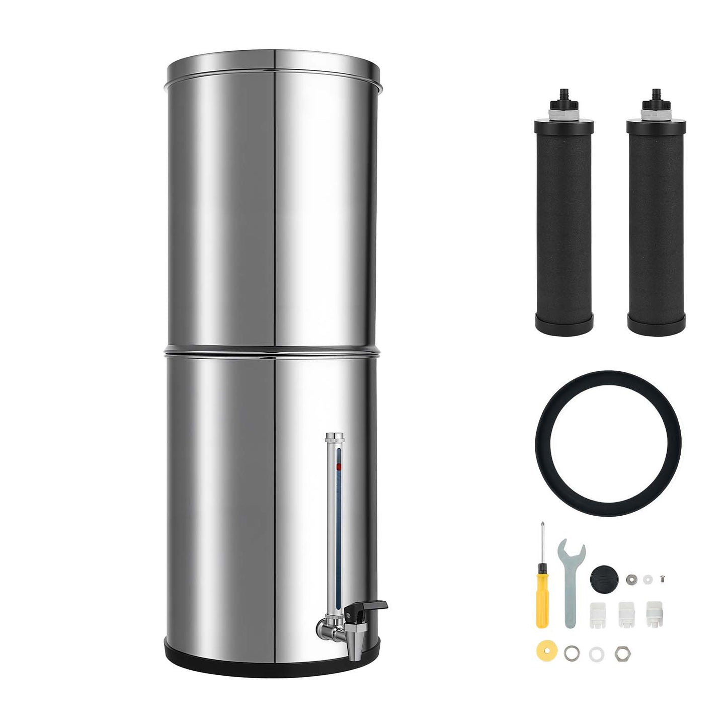 Gravity-Fed Water Filter System 3.25G Stainless Steel Countertop with Lead & Chlorine Reduction