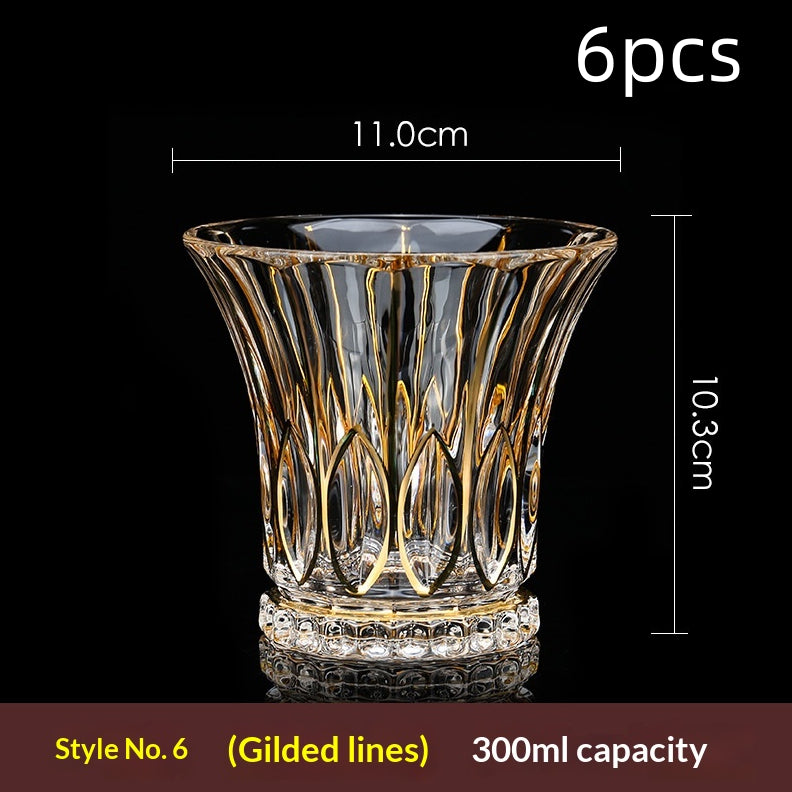 Large Gold-Trimmed Gin Crystal Glass - Vintage Drinkware for Bar & Kitchen