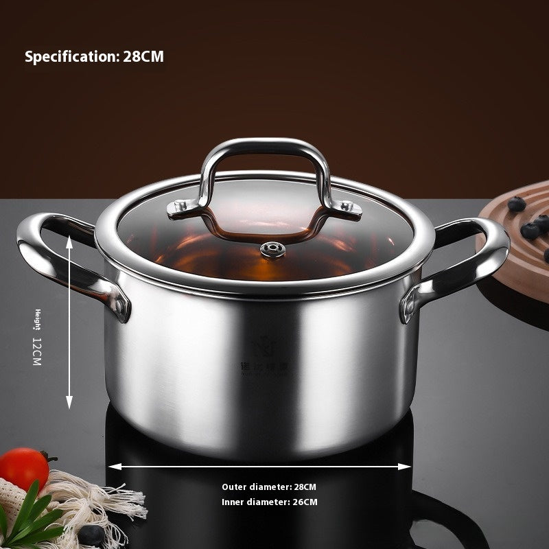 304 Stainless Steel Soup Pot 28cm Non-Stick Kitchen Cookware Set
