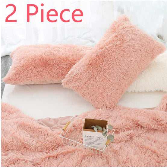Winter Plush Pillowcase Set - Fluffy Long Plush & Velvet Bedding