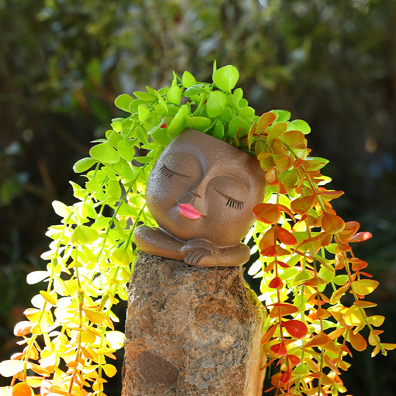 Resin Pastoral Style Flowerpot Decor Ornaments for Home & Garden