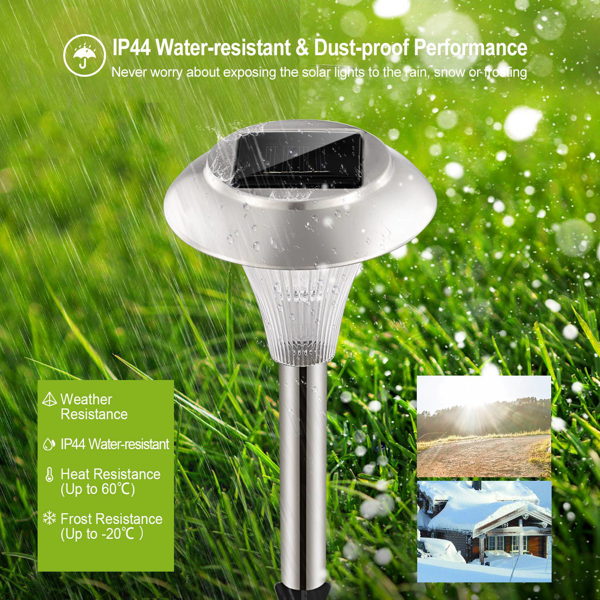 Solar Powered Color Changing Path Lights - 4 Pack, IP44 Waterproof