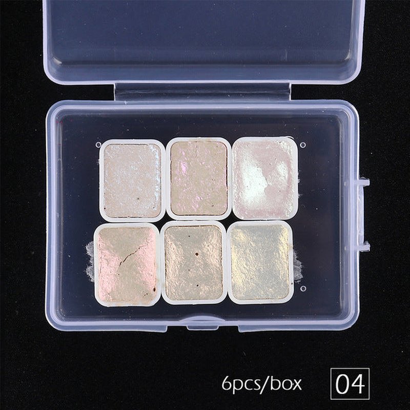 Metallic Pearlescent Nail Watercolor Pigment Set - 6 Shades