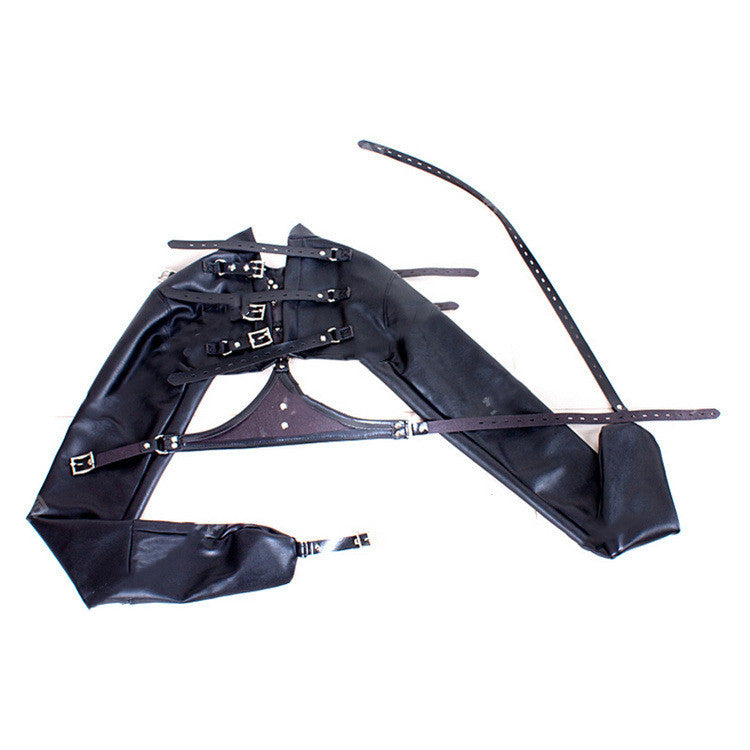 Black Leather Restraint Top for BDSM Bondage - One Size