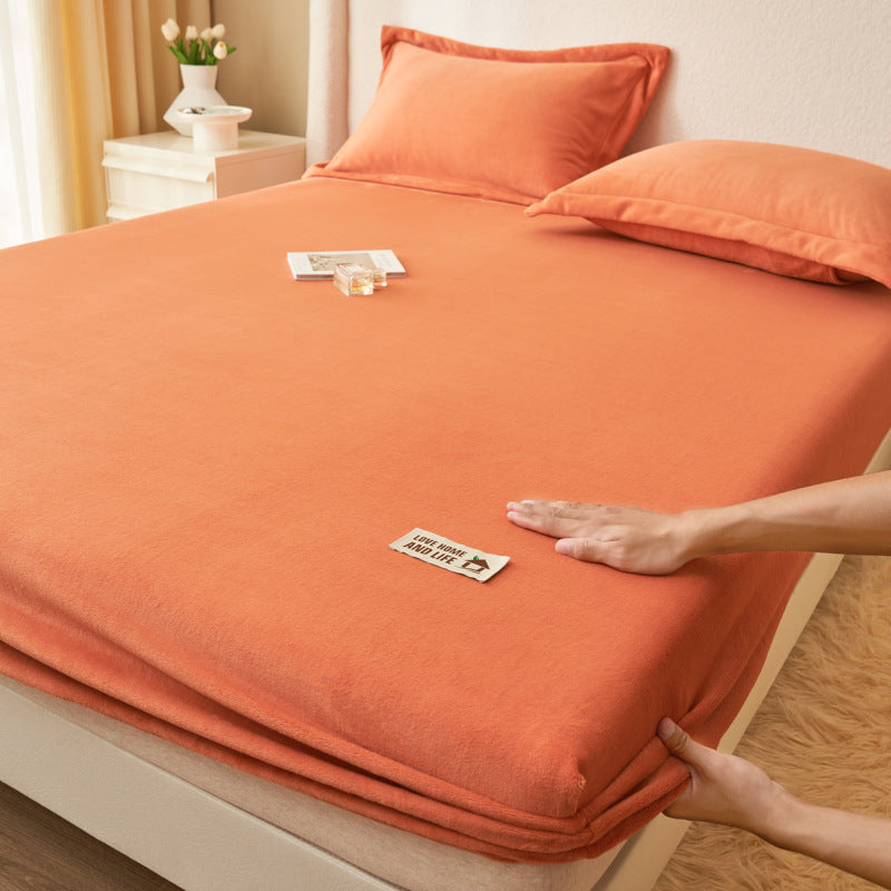 Fleece-Lined Bedspread and Mattress Cover for Single & Double Beds