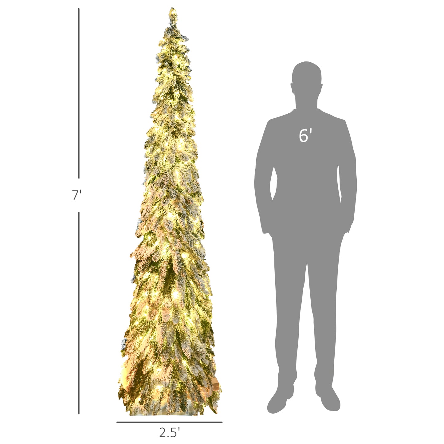 7ft Slim Artificial Christmas Tree with LED Lights