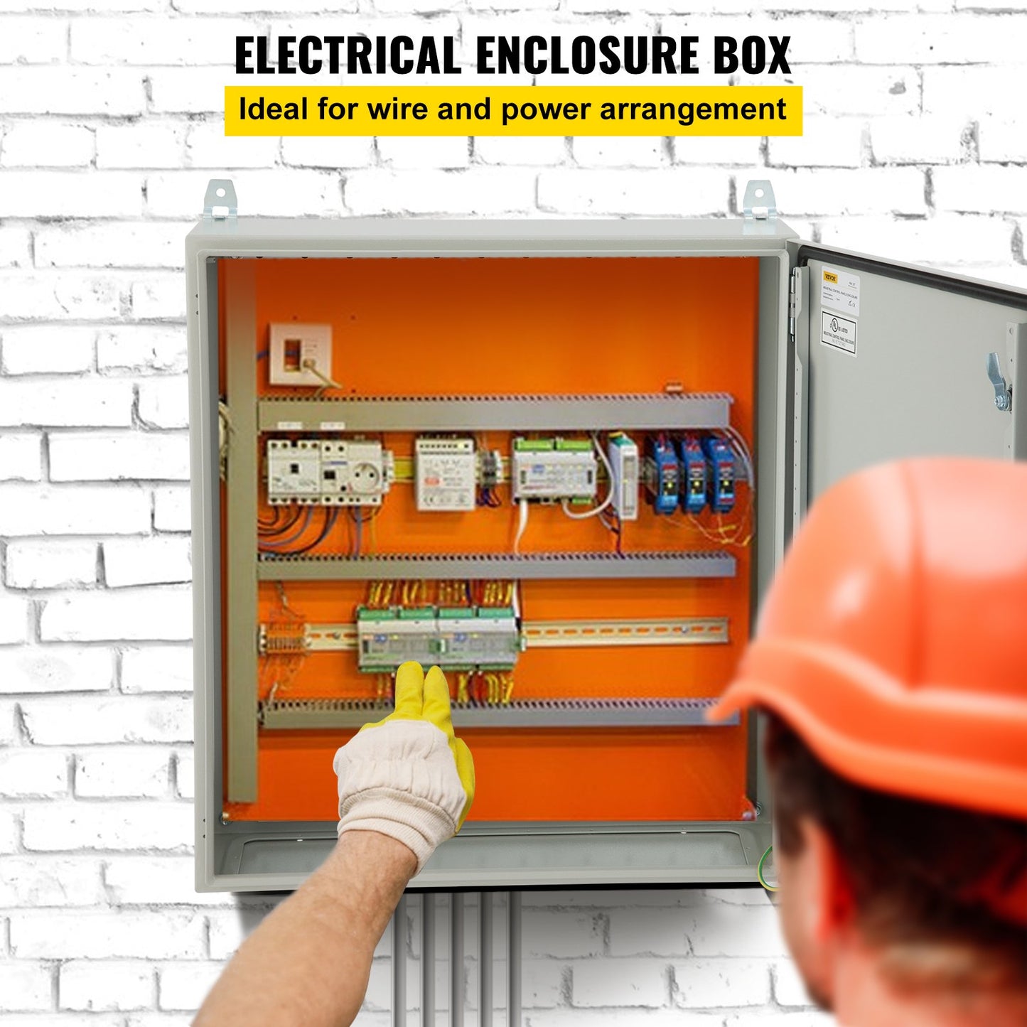 24x24x12 Inch Waterproof Metal Electrical Enclosure with Rain Hood - NEMA 4/IP65