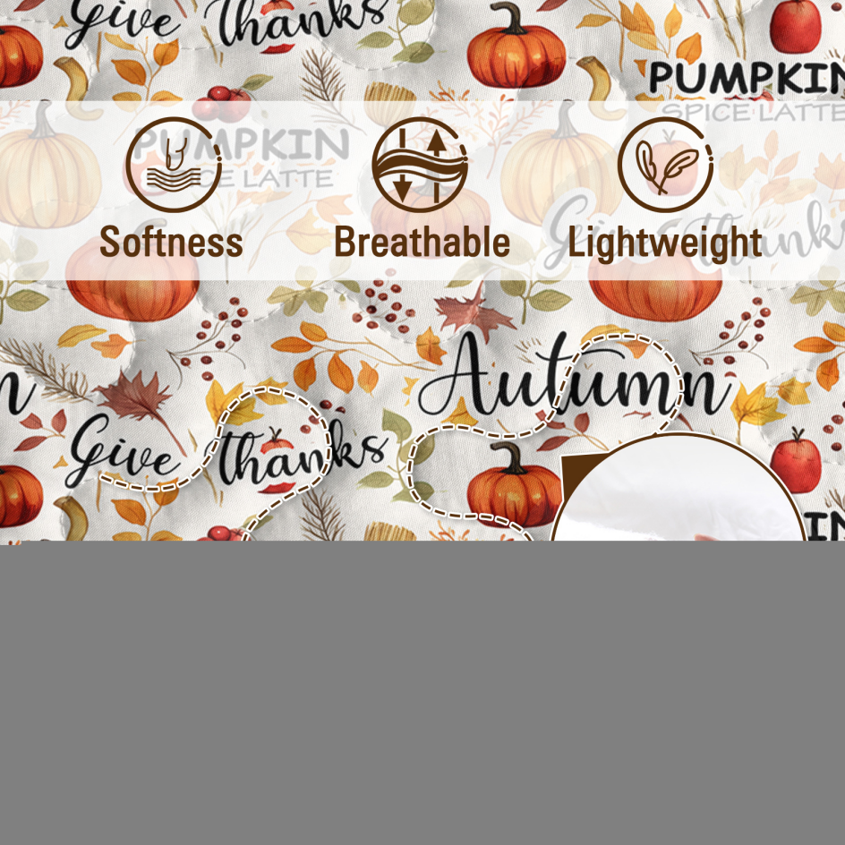 Pumpkin Autumn Leaves Quilt Set - 1 Quilt, 2 Shams