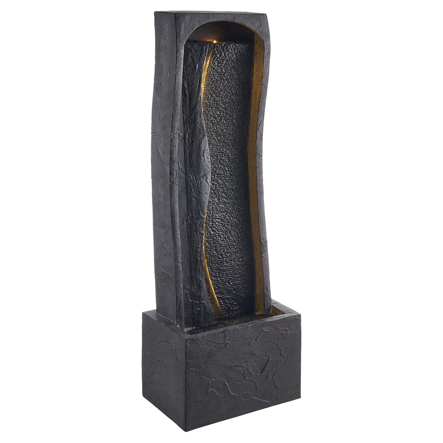 Outdoor Water Fountain 1-Tier Rock Base Style 38.58 Inch Garden Fountain - Grey