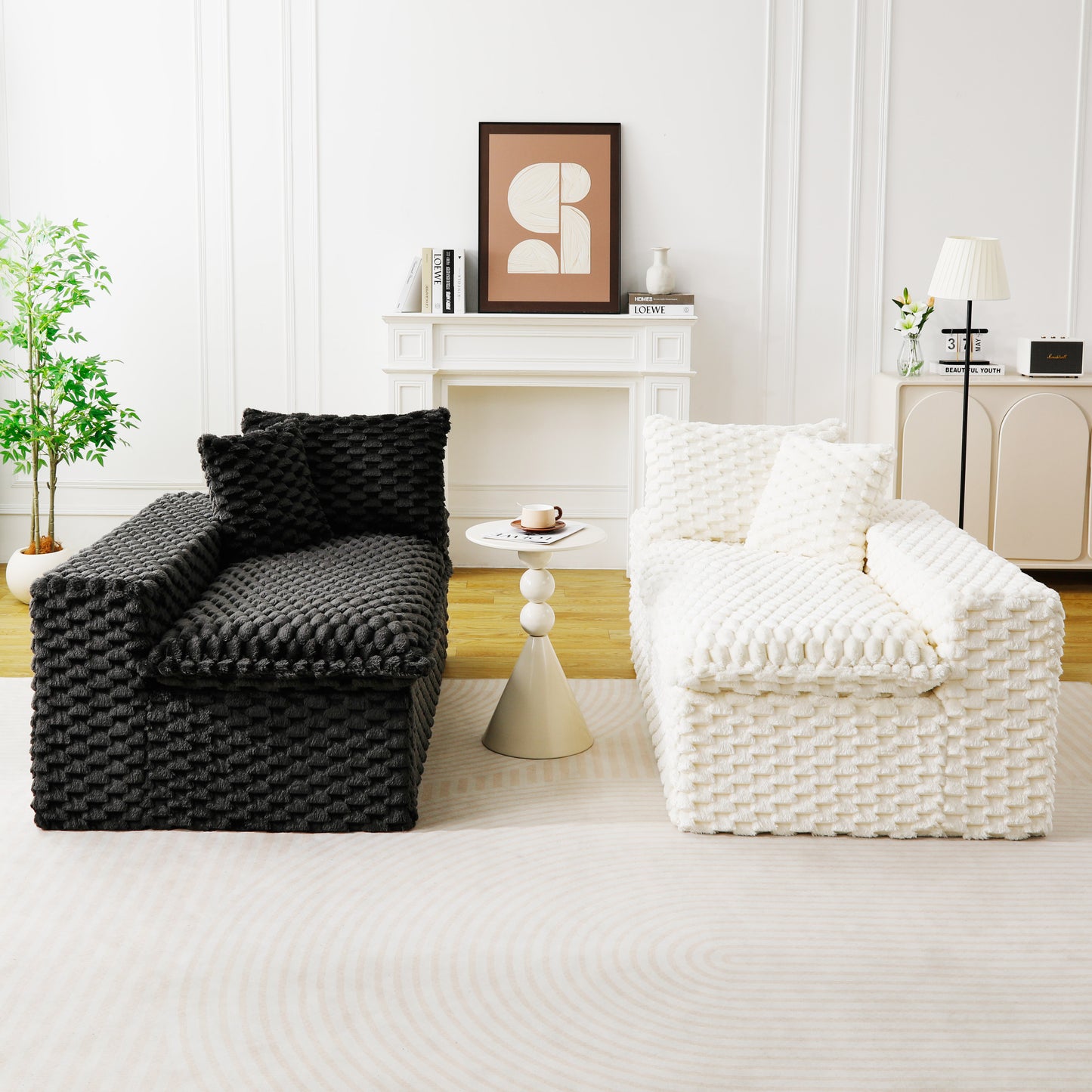Luxury Color-Block Turtle Velvet Sofa - Arrangeable, Seats 4