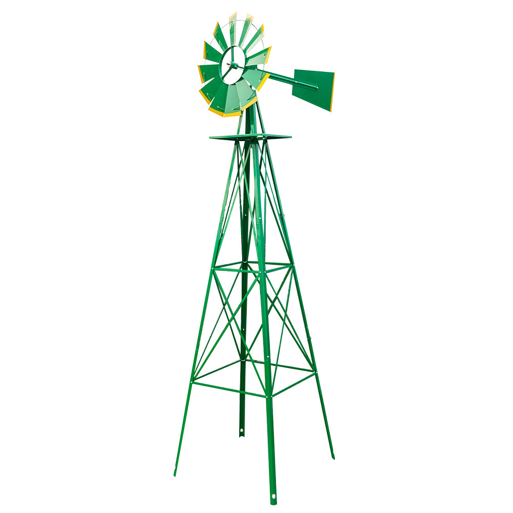 8FT Weather-Resistant Garden Windmill with Steel Frame for Lawn Decor