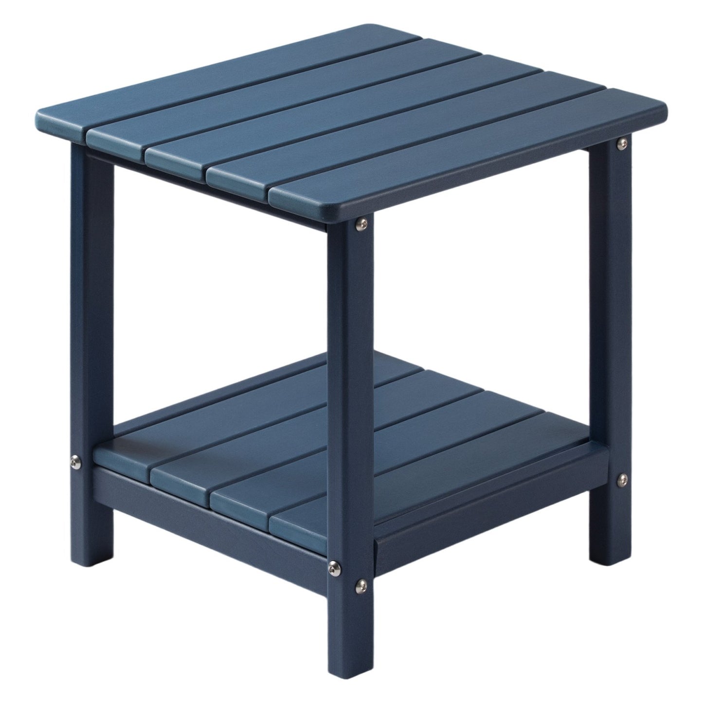Outdoor Side Table 2-Tier HDPE Weatherproof Garden End Table - Blue