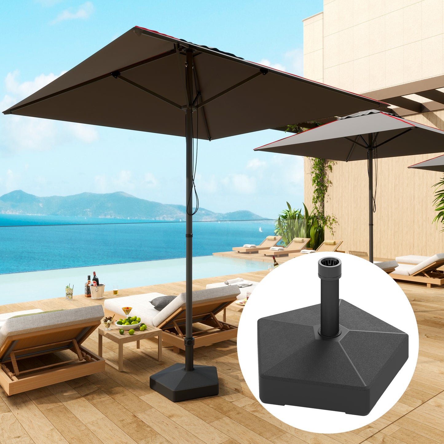 Heavy Duty Patio Umbrella Base Stand - 42 lbs with Sand, Black