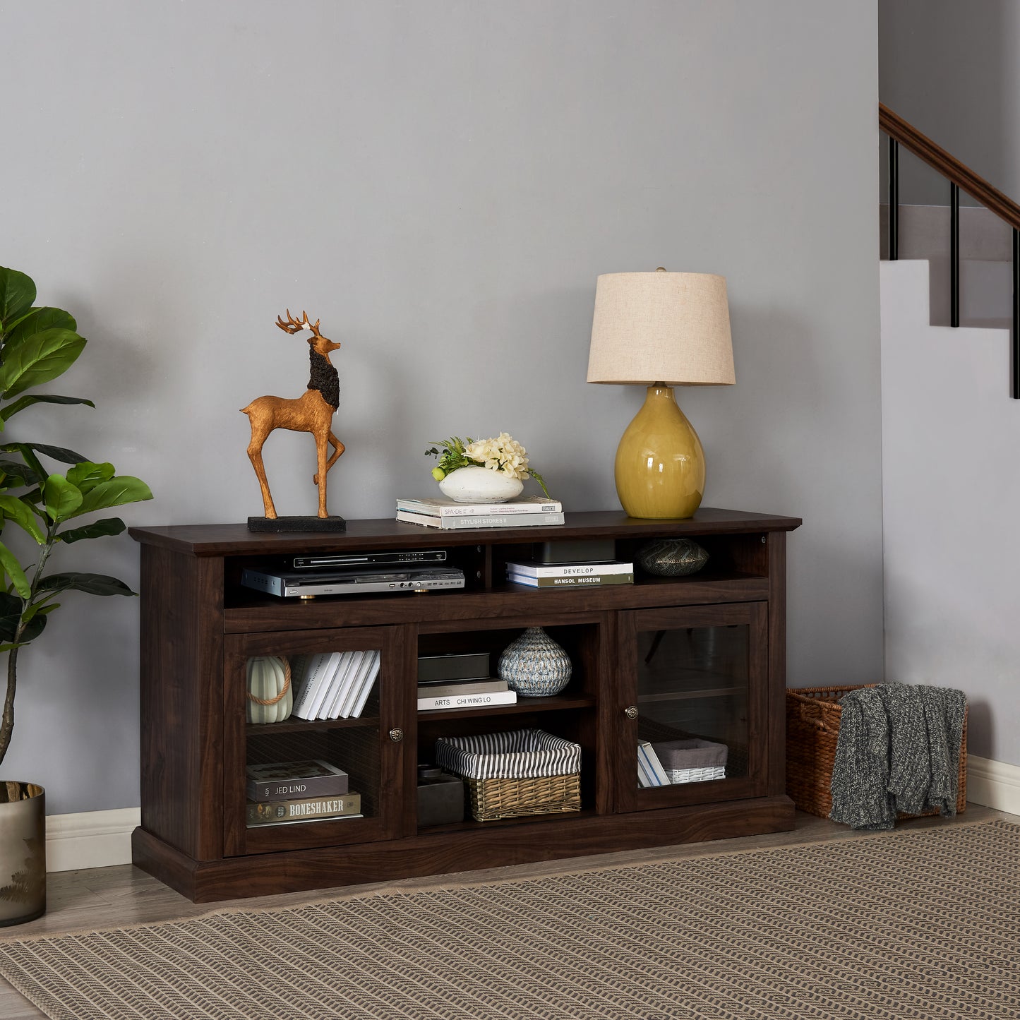 Modern TV Stand For Up To 65 Inch TVs, Entertainment Center Farmhouse