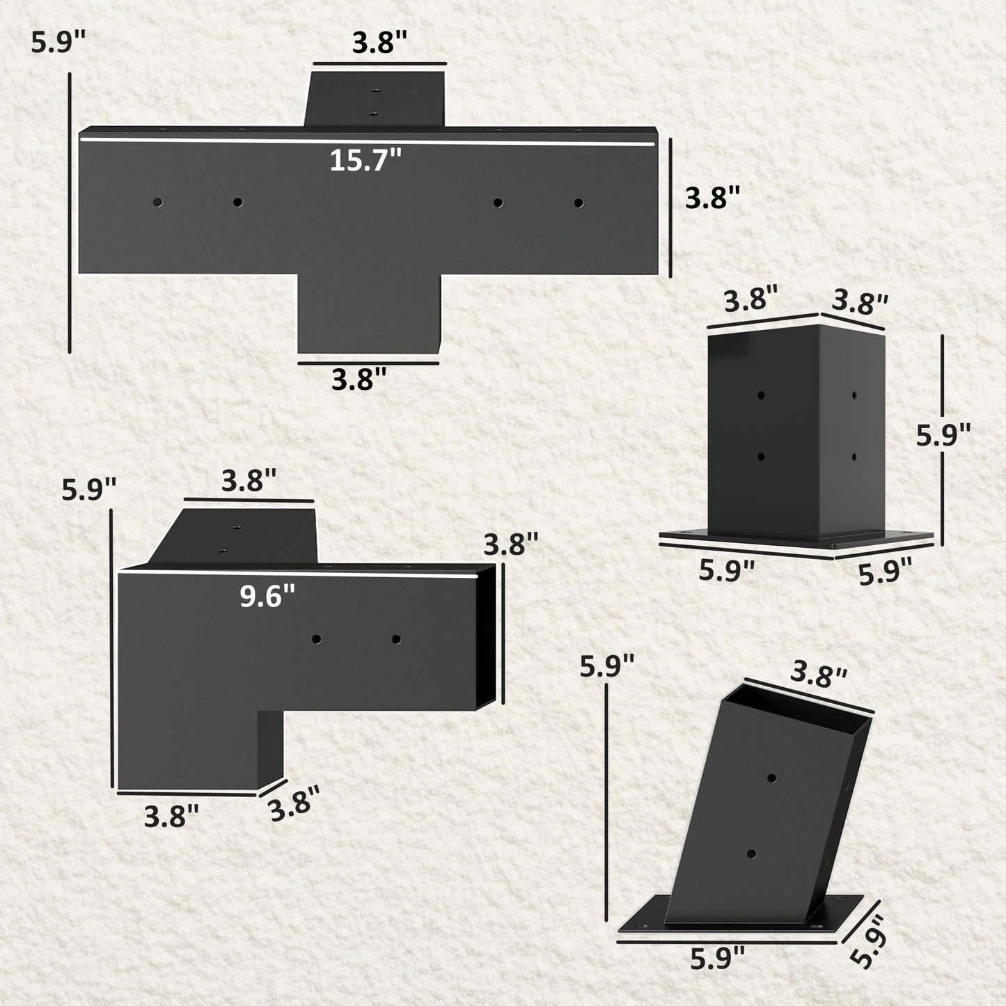 Pergola Kit with 15° Slanted Brackets & Post Bases - Black