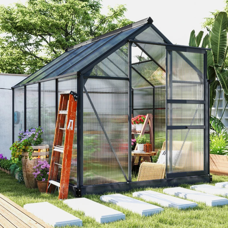 Heavy Duty Polycarbonate Greenhouse with Aluminum Frame and Vent Door - Outdoor Garden Kit