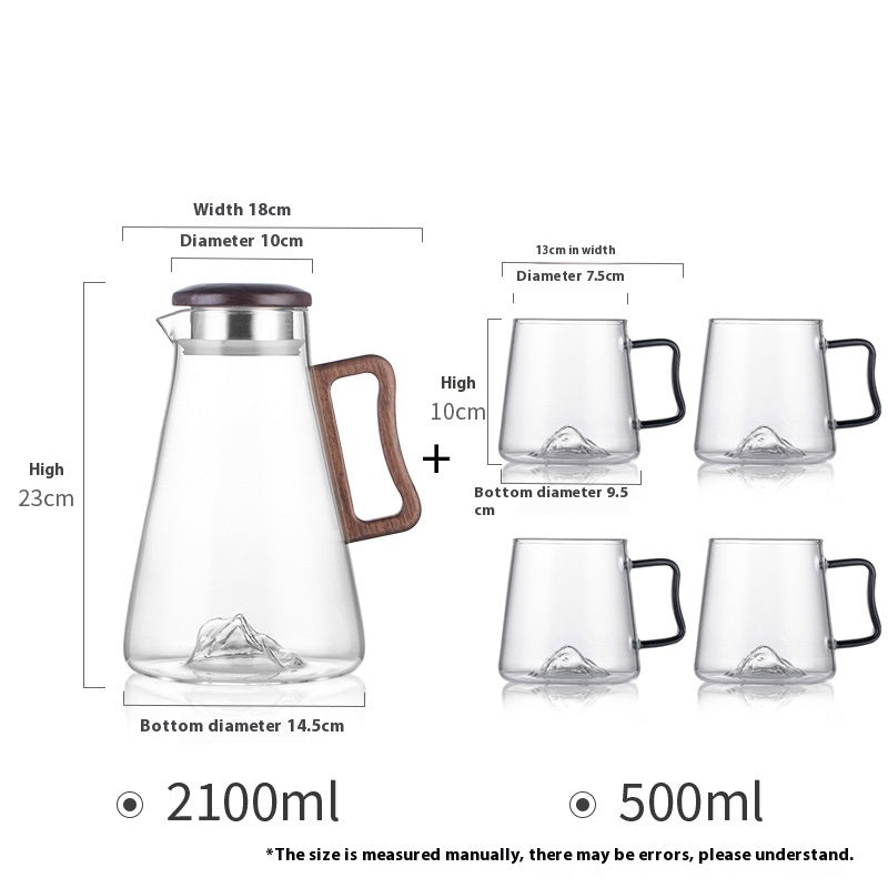 Large Capacity Borosilicate Glass Water Bottle with Wooden Handle - Multiple Styles & Quantities