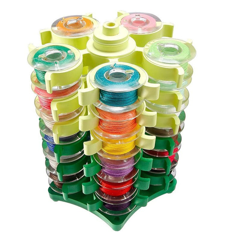 Rotating Bobbin Organizer with 6 Layers and 30 Grids for Sewing Supplies