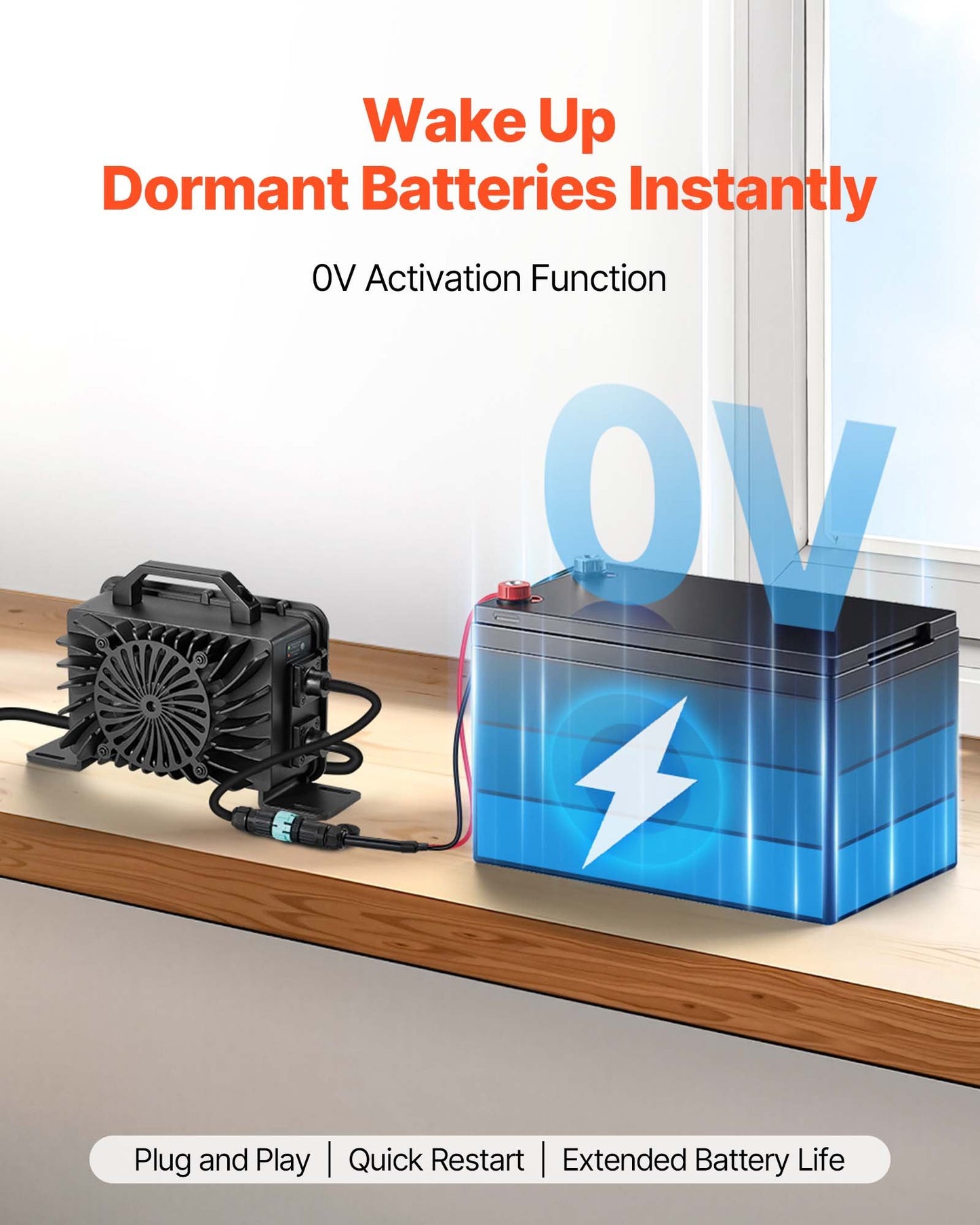 48V 18A Lithium Battery Charger for RV LiFePO4 Batteries - Smart 58.4V AC/DC