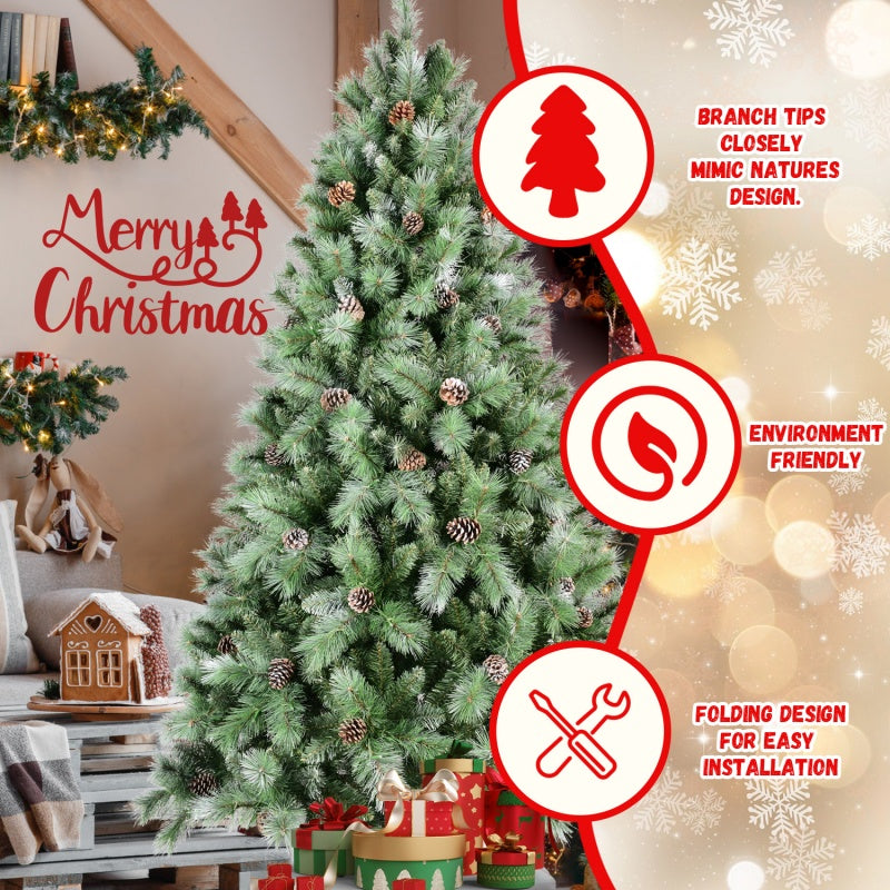 PVC Christmas Tree - Mixed Pine Cone Decoration, Multiple Heights