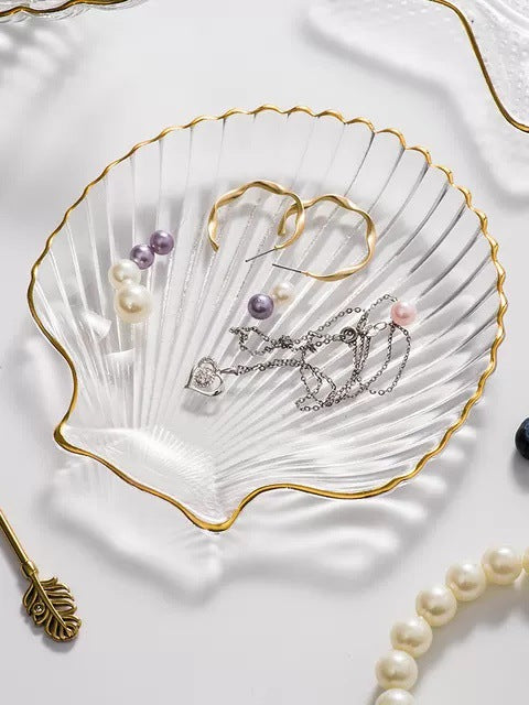 Gold Edging Glass Ocean Dim Sum Plate - Creative Nordic Style Tableware