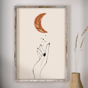 Nordic Abstract Art Canvas Wall Decor Sun and Moon Line Gold Foil Print