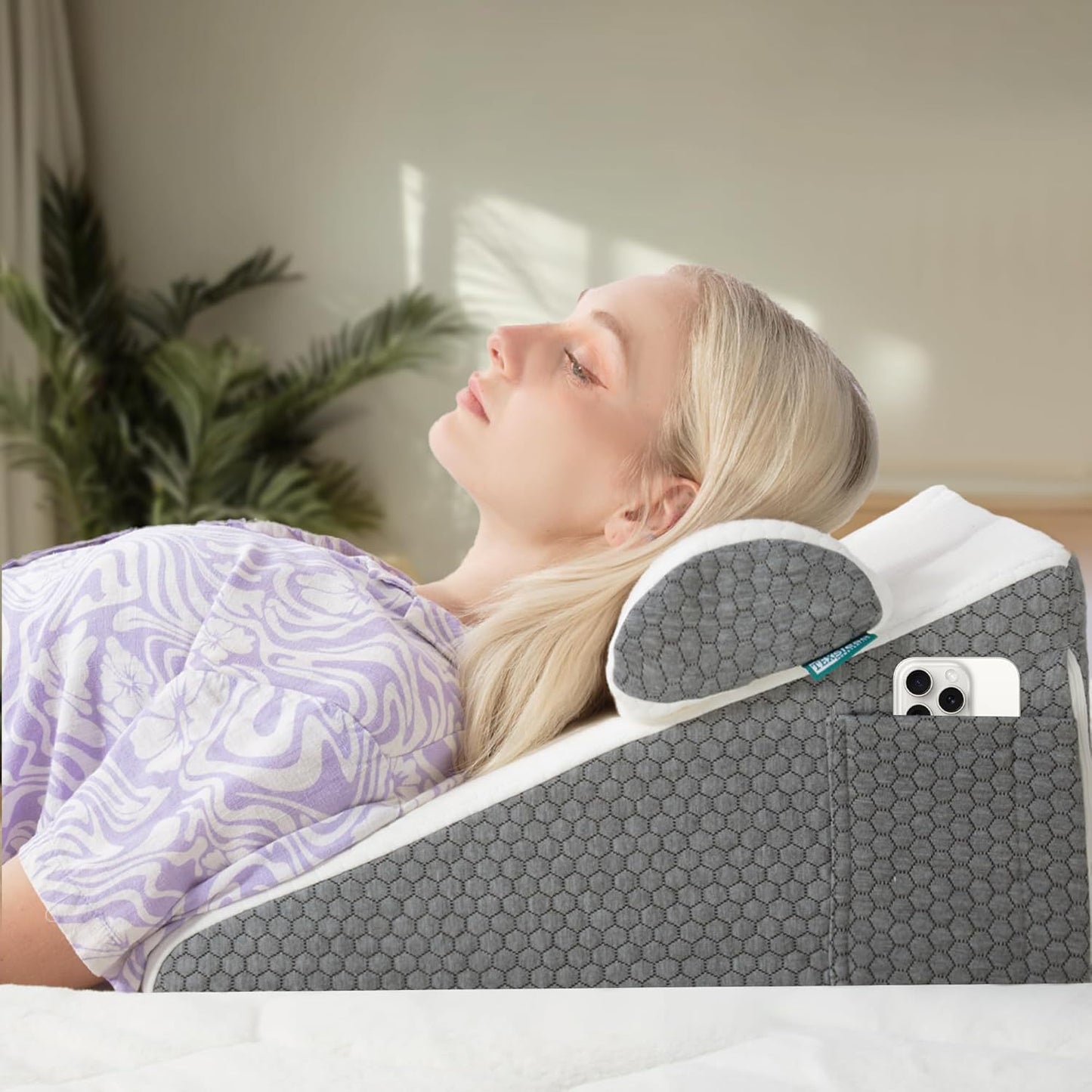 Triangular Back Cushion Pillow 50x50x26cm - Flat Support Cushion for Comfort