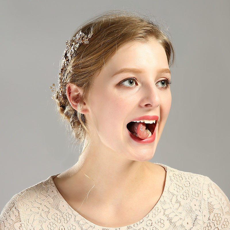 Golden Flower Hair Comb Bridal Headwear