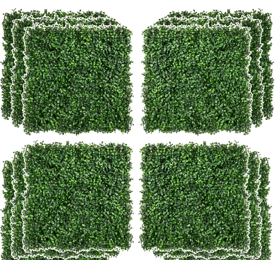 12-Piece Artificial Grass Mats 19.75 x 19.75 Inches Soft & Water Draining Light Green
