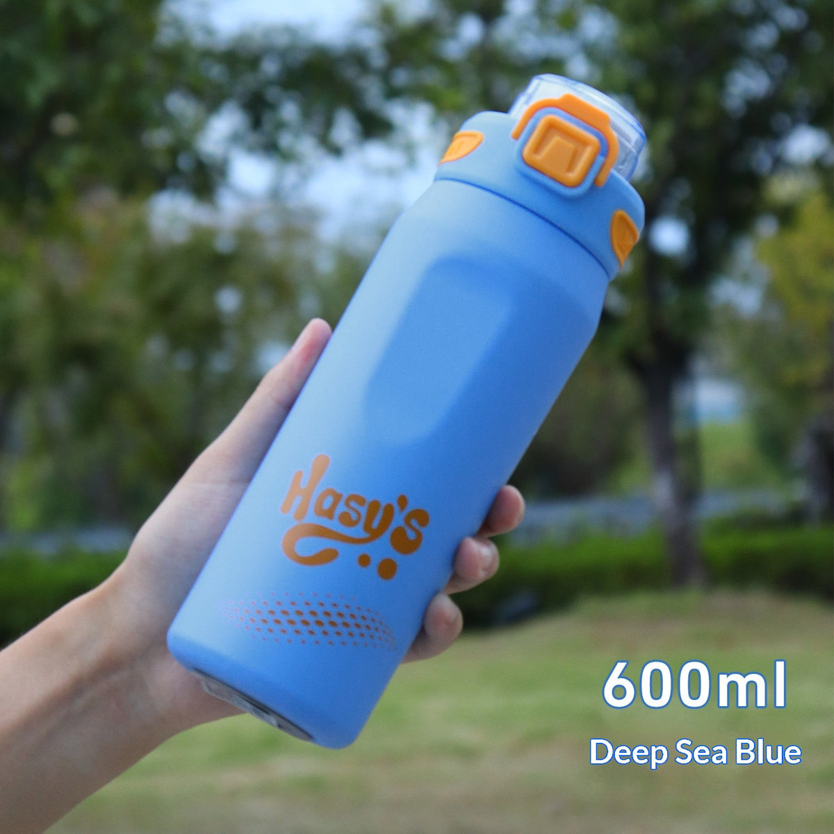 600ml Stainless Steel Outdoor Water Bottle with Carrying Strap - Multiple Colors