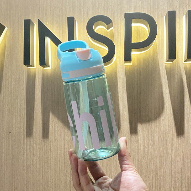 Children's Drinking Water Cup with Straw - Leak-Proof, 450ml, Multiple Colors