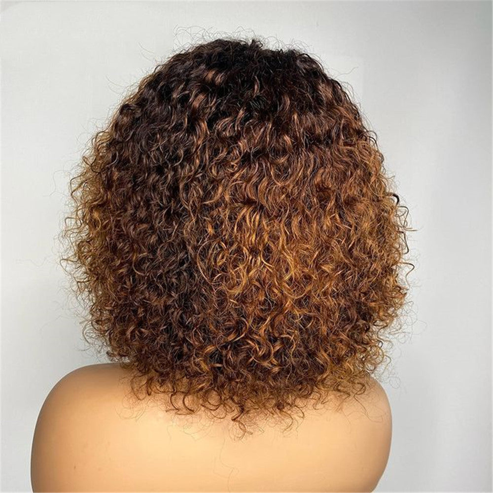 Ladies Short Curly Wigs with Long Hair - African Style Synthetic Wig