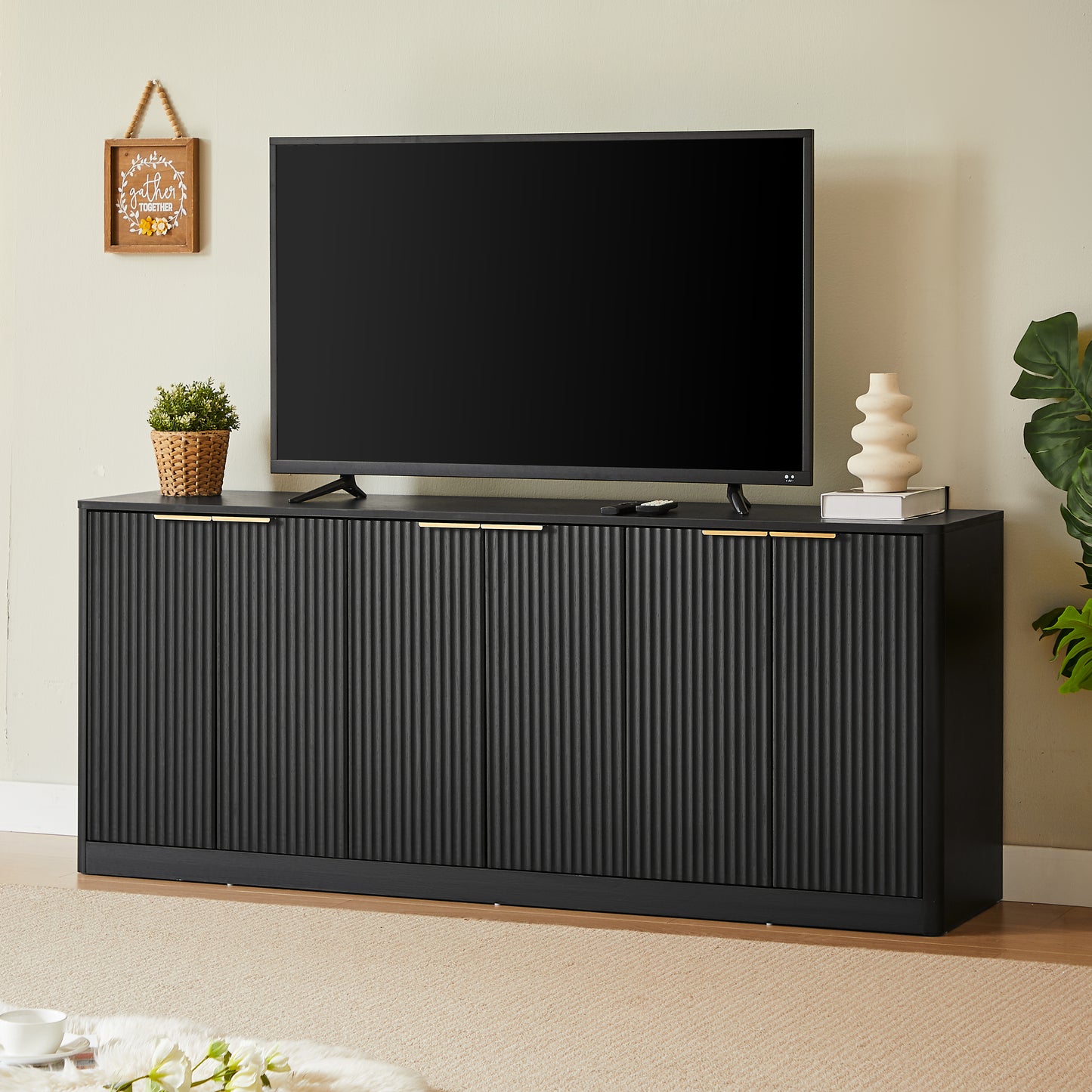 67-inch Modern Wavy Sideboard, Curved Contour Design Storage Cabinet,