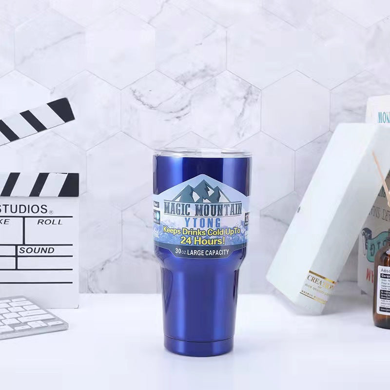 Large Capacity Stainless Steel Travel Insulated Car Mug with Straw & Brush