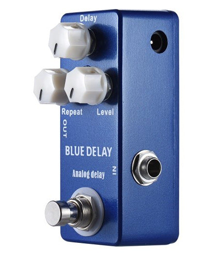 Analog Delay Guitar Effects Pedal - True Bypass, Mini Size, Blue
