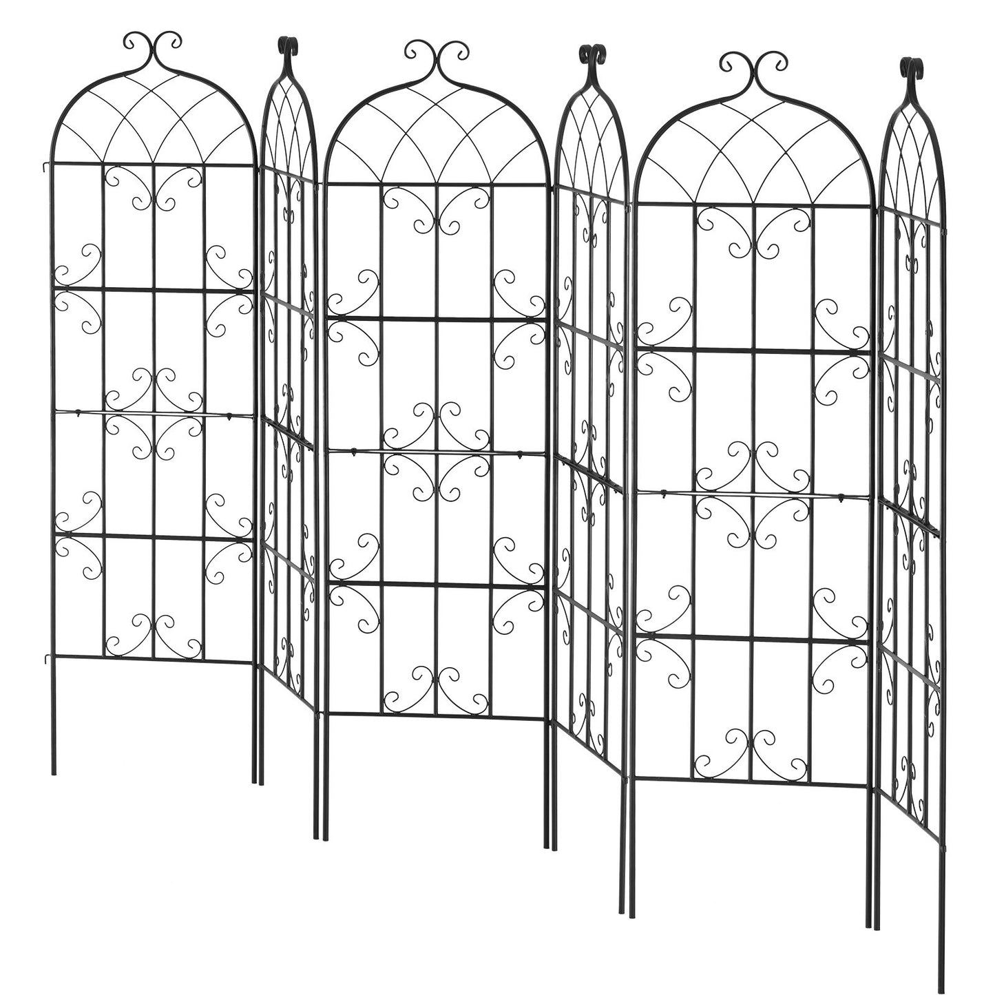 Metal Garden Trellis Support for Climbing Plants - Rustproof 71x20 in Black, Pack of 4