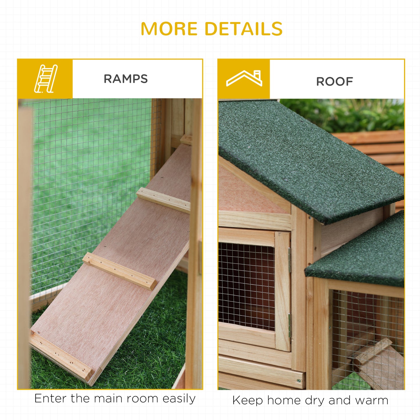 Outdoor Wooden Rabbit Hutch 83-Inch Large 2-Story Animal Cage with Ladder and Run