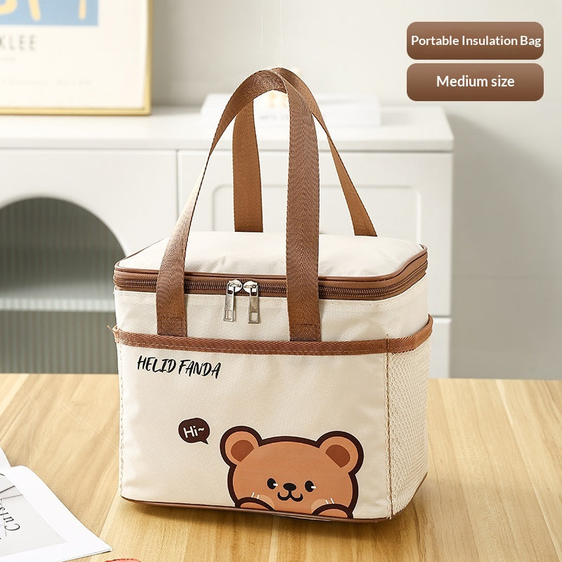 Cartoon Style Waterproof Thermal Bag with Aluminum Foil Insulation Large Capacity Tote