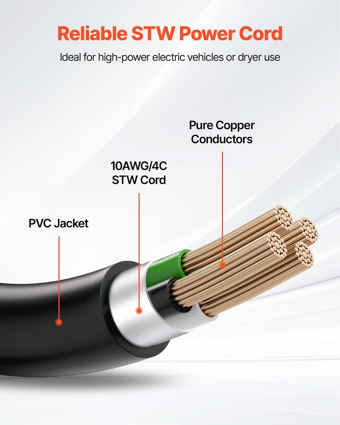 Heavy Duty Outdoor Power Extension Cord with Y Splitter, 50 Amp NEMA 14-50, 3 ft Black
