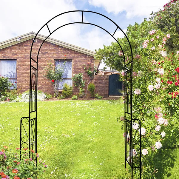 Metal Garden Arch Trellis for Climbing Plants - Cream White