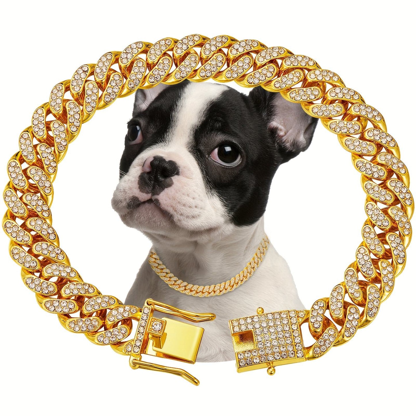 Shiny Diamond Metal Pet Collar - Safe & Stylish for Dogs & Cats