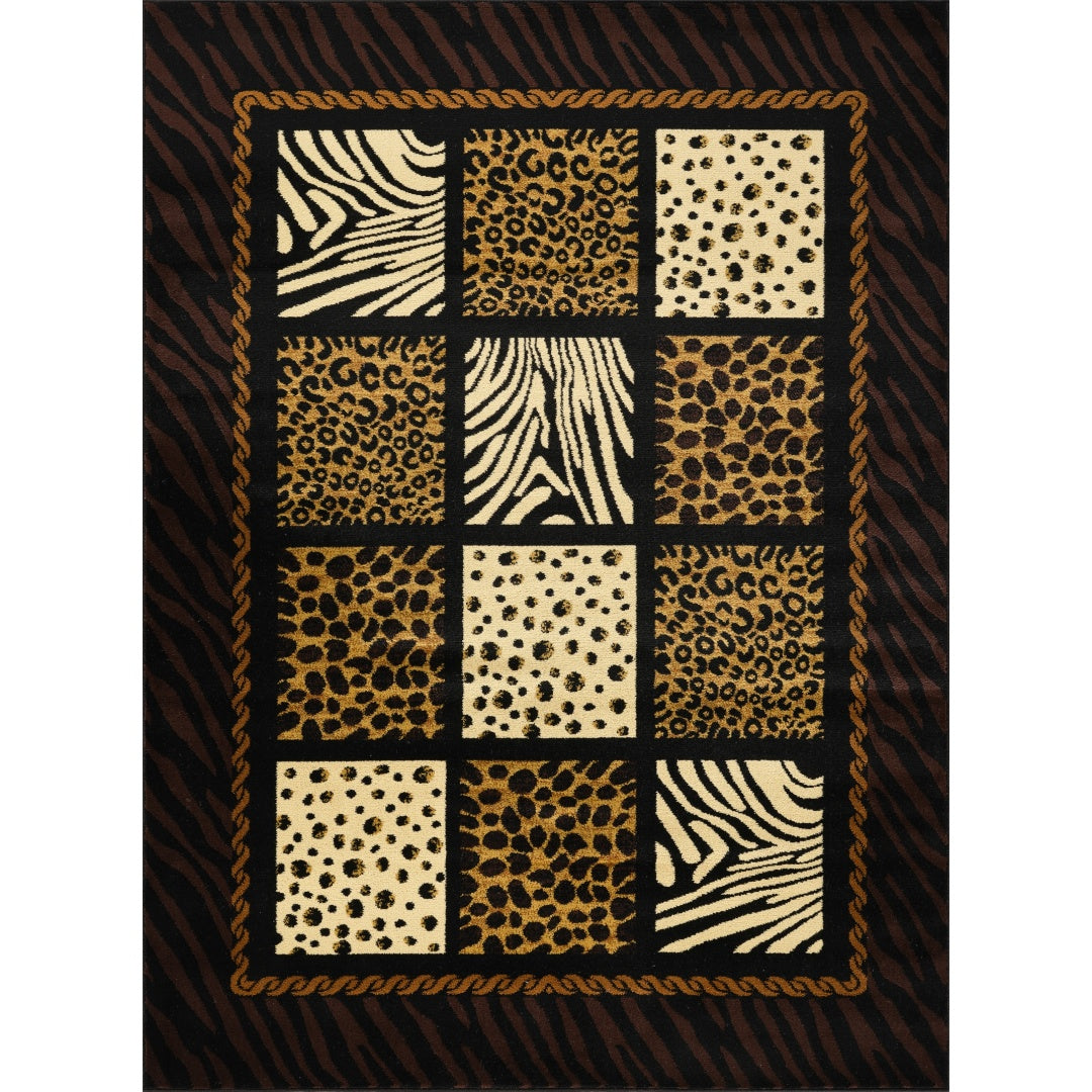 Animal Print Area Rug - 5'3" x 7'3" - Black Multi