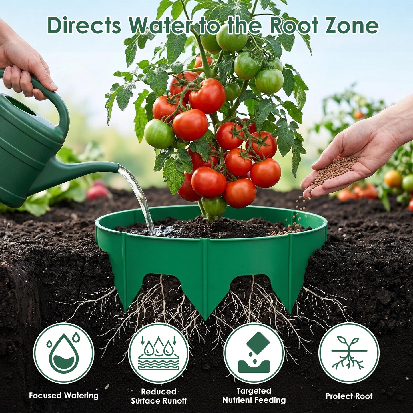Adjustable Garden Planting Grow Rings Set with Hand Shovel - 6 or 12 Pieces