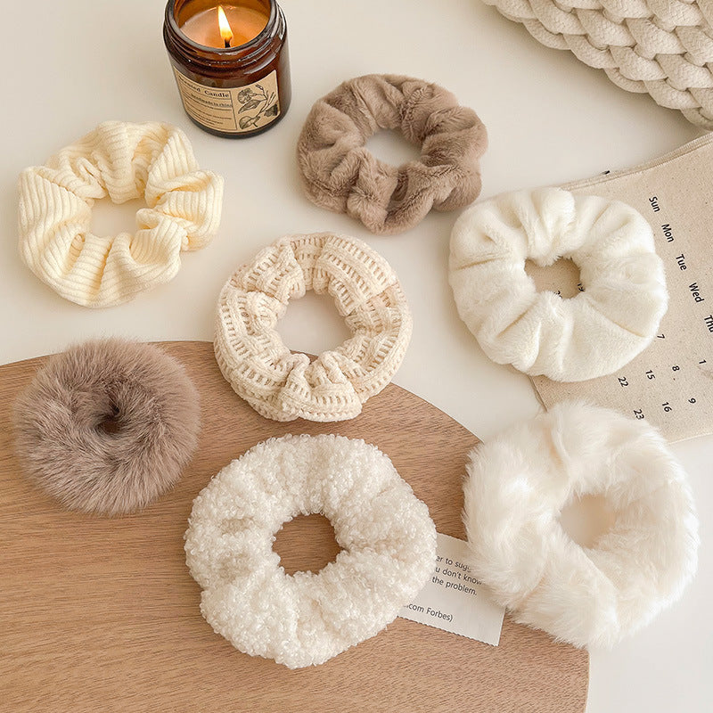 Winter Plush Pork Intestine Hair Ring - Colorful Hair Accessory for Women